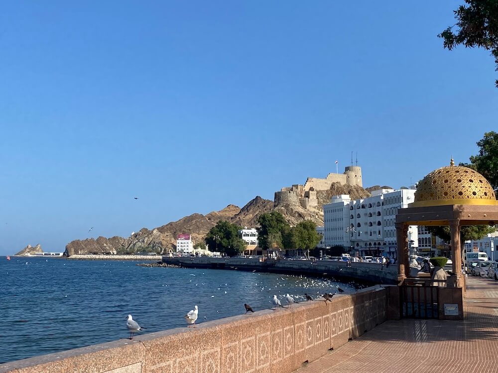 muttrah corniche muscat with the fort in the background