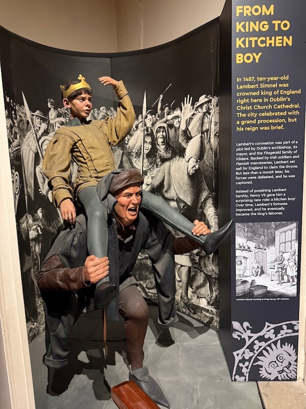 A diorama illustrating how the 10-year-old was crowned king in Dublin in 1487, only to end up working in the royal kitchens.